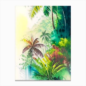 Dominical Costa Rica Watercolour Pastel Tropical Destination Canvas Print
