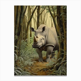 Rhino Exploring The Forest 4 Canvas Print