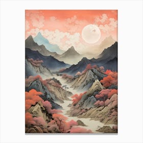Chugoku Mountains In Multiple Prefectures, Ukiyo E Drawing 2 Canvas Print