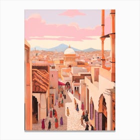 Marrakech Morocco 4 Vintage Pink Travel Illustration Canvas Print