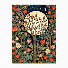 William Morris Moon And Roses Canvas Print