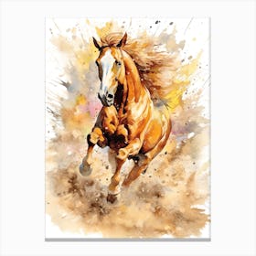 Horse Painting Brown Paintsplash Canvas Print