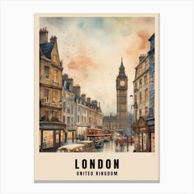 London Travel Poster Vintage United Kingdom Painting (19) Canvas Print