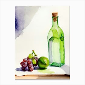Lime and Grape near a bottle watercolor painting 24 Canvas Print