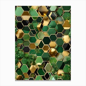 Emerald Green Hexagons 2 Canvas Print