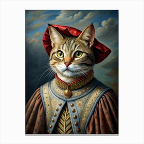 Cat In Renaissance Costume 1 Canvas Print