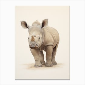 Simple Illustration Of A Rhino 3 Canvas Print