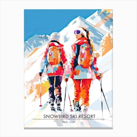 Snowbird Ski Resort   Utah Usa, Ski Resort Poster Illustration 3 Canvas Print