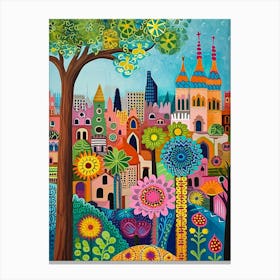 Kitsch Colourful Barcelona 2 Canvas Print