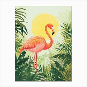 Greater Flamingo South Asia India Tropical Illustration 1 Canvas Print