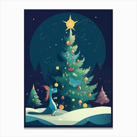 Christmas tree with baby Dragon Canvas Print