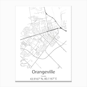 Orangeville,Canada Minimalist Map Canvas Print