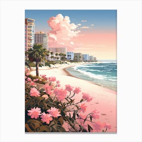 An Illustration In Pink Tones Of Panama City Beach Florida 4 Canvas Print