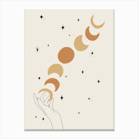 Hands Celestial Moon Phases Light Canvas Print