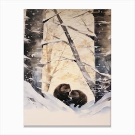 Winter Watercolour Mink 1 Canvas Print