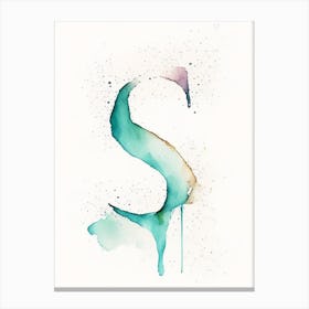 S  Letter, Alphabet Minimalist Watercolour 4 Canvas Print
