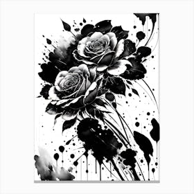 Black And White Roses 1 Canvas Print