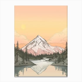 Mount Washington Usa Color Line Drawing (1) Canvas Print
