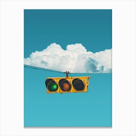 Traffic Light And Clouds Canvas Print