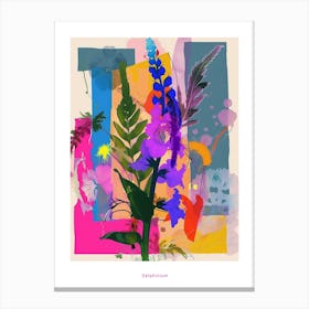Delphinium 4 Neon Flower Collage Poster Canvas Print