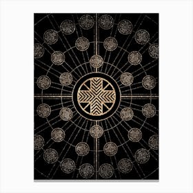 Geometric Glyph Radial Array in Glitter Gold on Black n.0095 Canvas Print