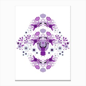 Rhinoceros Beetle, Dark Purple Version On White Background Canvas Print