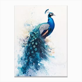 Watercolour Splash Peacock 2 Canvas Print