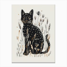 Black Cat In The Grass 1 Canvas Print