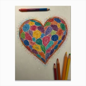 Heart With Colored Pencils 5 Canvas Print