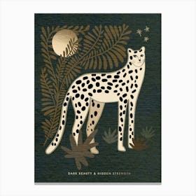 Celestial Leopard in Tropical Moonlight – Dark Beauty Canvas Print