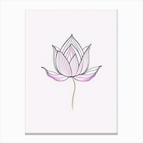Lotus Flower, Buddhist Symbol Minimal Line Drawing 4 Canvas Print