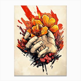 Hand Holding Flower Canvas Print