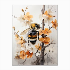 Bumblebee, Japanese Brush Painting, Ukiyo E, Minimal 2 Canvas Print