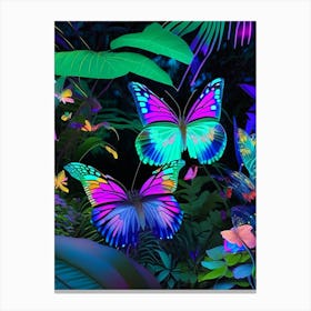 Butterflies In Botanical Gardens Holographic 1 Canvas Print