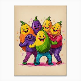 Happy Group Of Peppers Canvas Print
