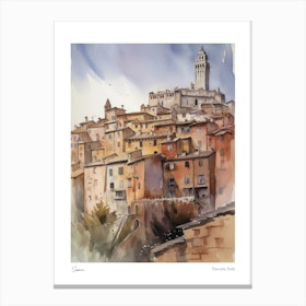 Siena, Tuscany, Italy 4 Watercolour Travel Poster Canvas Print