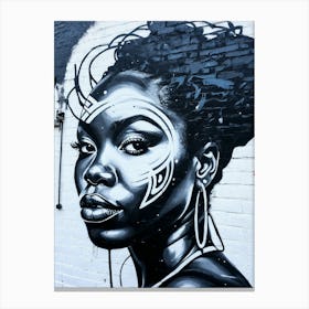 Graffiti Mural Of Beautiful Black Woman 120 Canvas Print