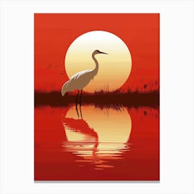 Egret At Sunset Canvas Print