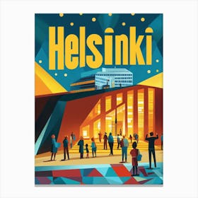 Aihrgdesign A 1970s Inspired Travel Poster For Helsinki 2 Canvas Print