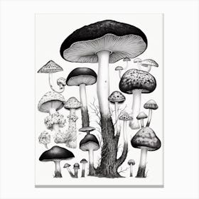 Mushroom Drawing B&W 3 Canvas Print