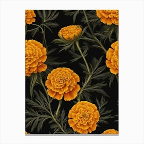 Carnations On A Black Background Canvas Print