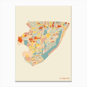 El Poble Sec Barcelona Spain Neighbourhood Map Canvas Print