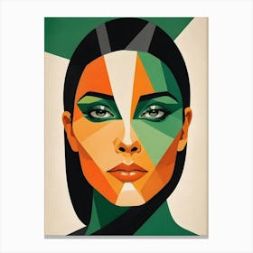 Geometric Woman Portrait Pop Art (33) Canvas Print