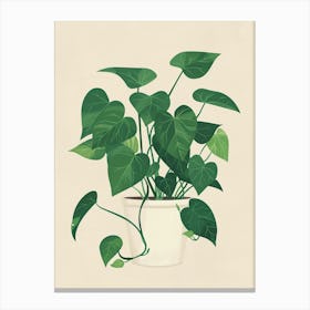 Pothos Plant Minimalist Illustration 1 Canvas Print