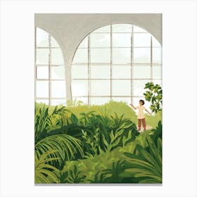 Child In A Greenhouse Garden Illustration Canvas Print