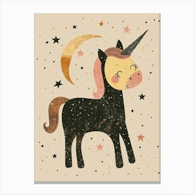 Unicorn & Stars Muted Pastels 5 Canvas Print