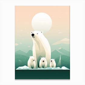 Frosty Connections; Oil Art Of Polar Bear Family Canvas Print