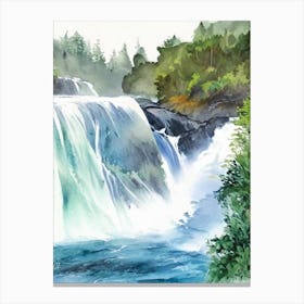 Huka Falls, New Zealand Water Colour  (1) Canvas Print