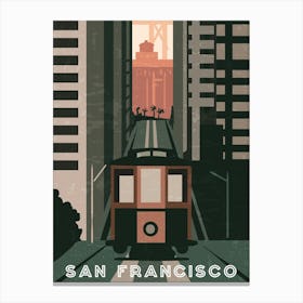 San Francisco, USA — Retro travel minimalist poster Canvas Print
