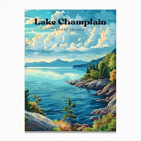 Lake Champlain Fossil Reef Travel Illustration Canvas Print